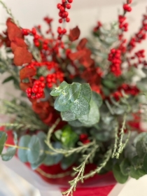 Christmas Textures Ilex berry, eucalyptus and Christmas foliages