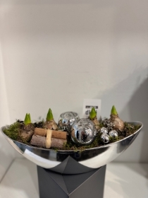 Silver Hyacinth planted table arrangement